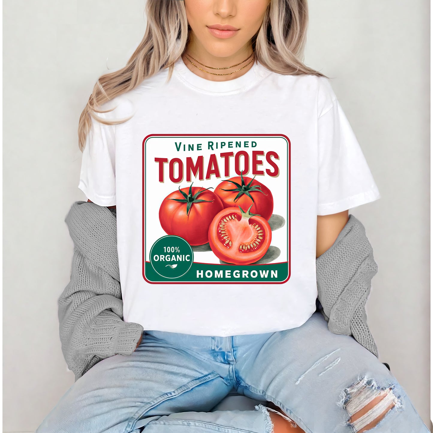 Polera Gomela Tomate Box Mujer Algodón Manga Corta