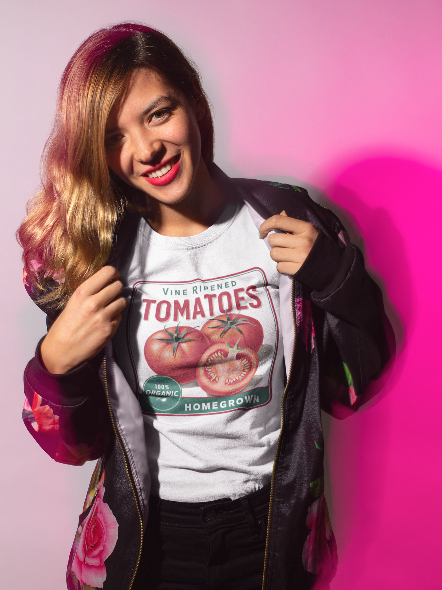 Polera Gomela Tomate Box Mujer Algodón Manga Corta