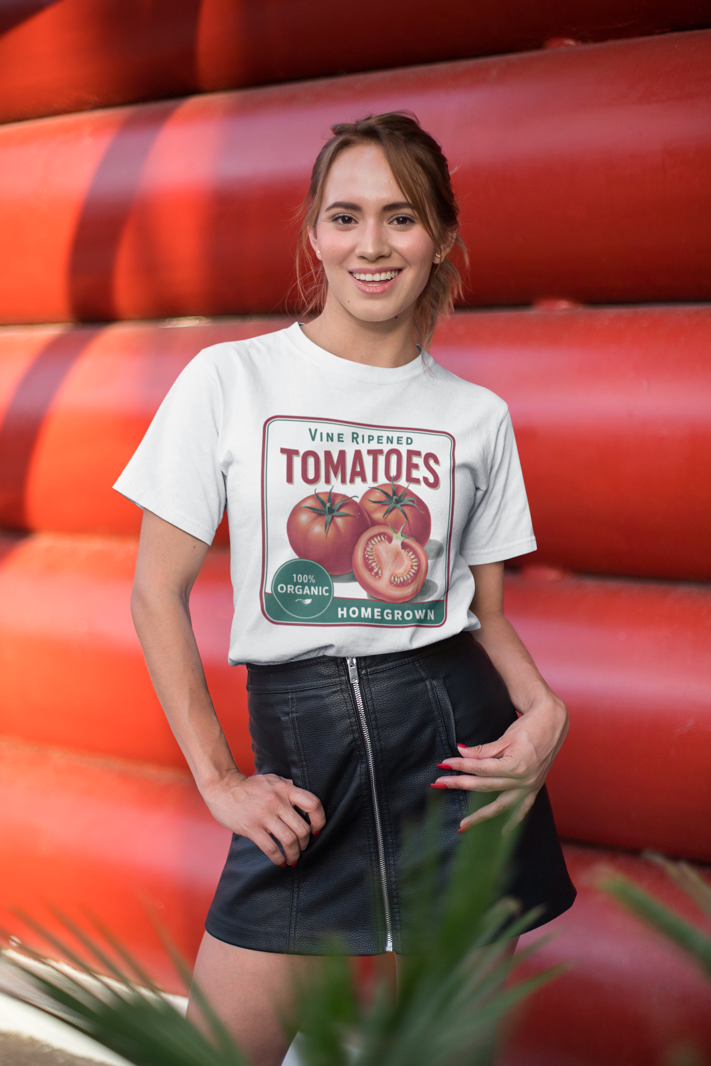 Polera Gomela Tomate Box Mujer Algodón Manga Corta